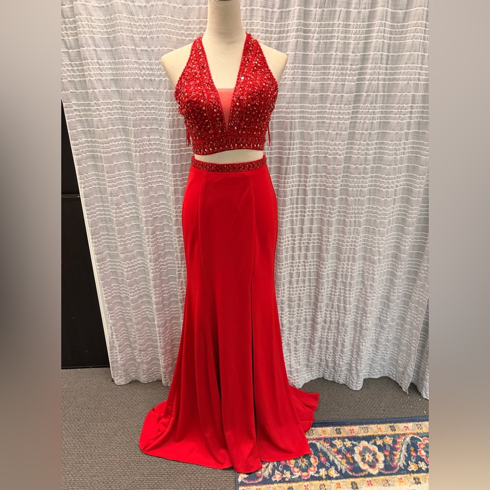 Splash Red Backless Gown